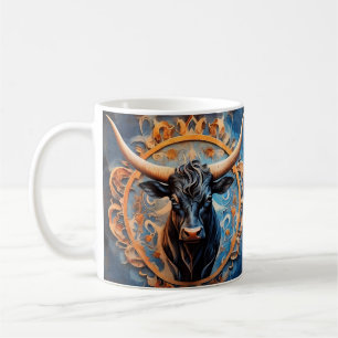 Vibrant Ox portrait with Floral Motifs Coffee Mug