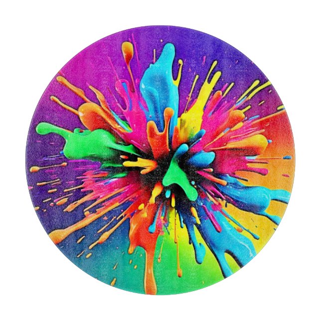 Vibrant Paint Burst Design Cutting Board (Front)