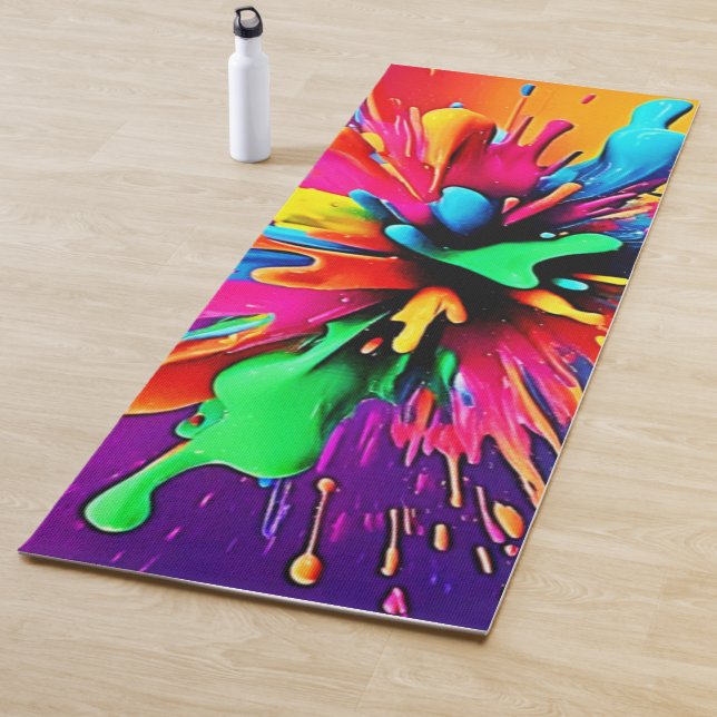 Vibrant Paint Burst Design Yoga Mat (In Situ)