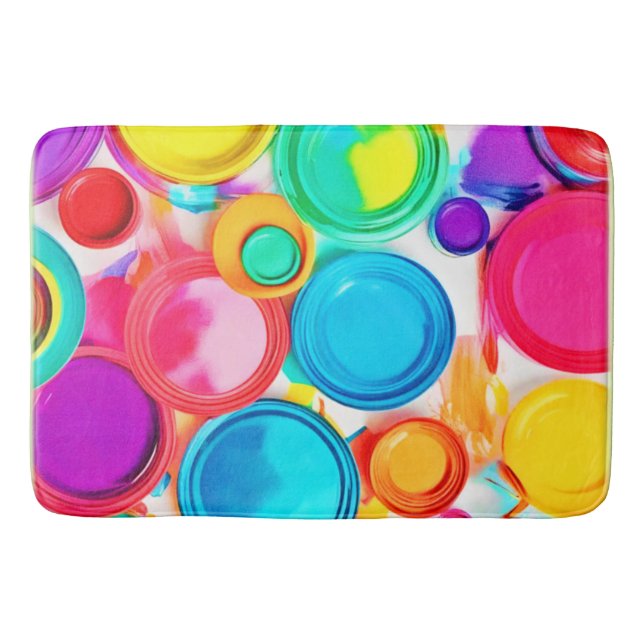Vibrant Paint Palette Art Bath Mat (Front)