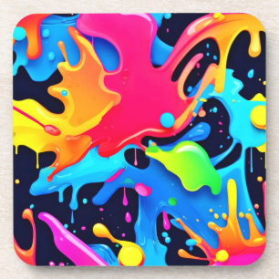 Vibrant Paint Party Design Coaster