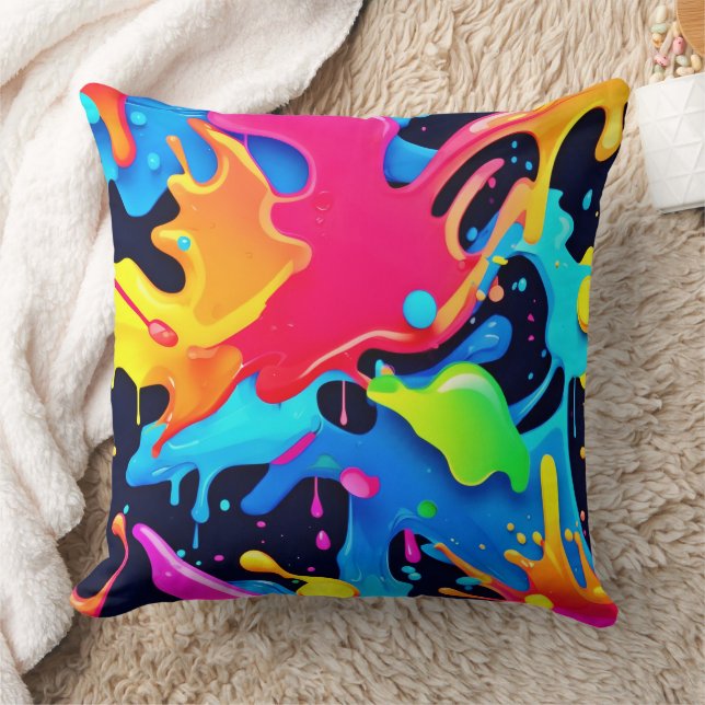 Vibrant Paint Party Design Cushion (Blanket)