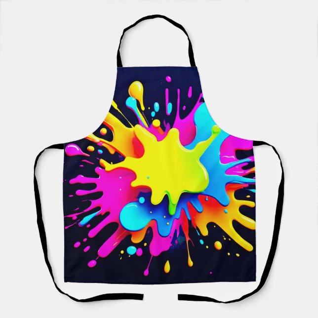 Vibrant Paint Splash Abstract Art Apron (Front)