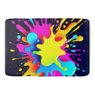 Vibrant Paint Splash Abstract Art Bath Mat