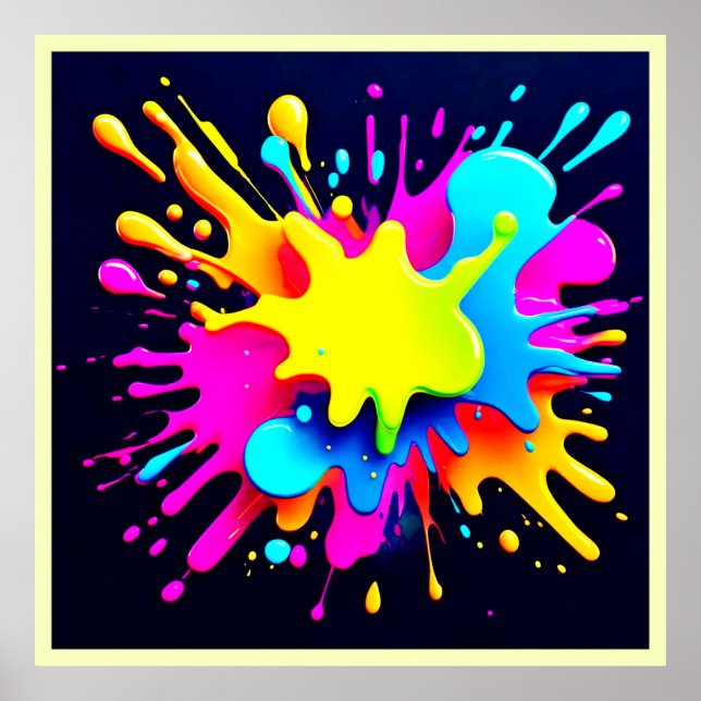 Vibrant Paint Splash Abstract Art Poster (Front)