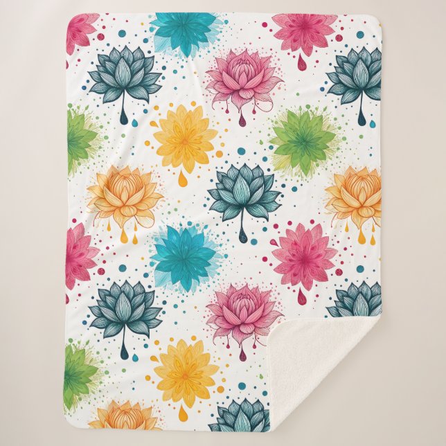 Vibrant Paint Splash Pattern Sherpa Blanket (Front)