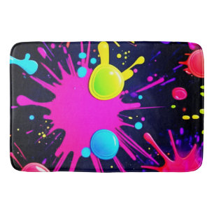 Vibrant Paint Splatter Art Bath Mat