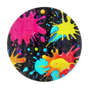 Vibrant Paint Splatter Art Burst Cutting Board