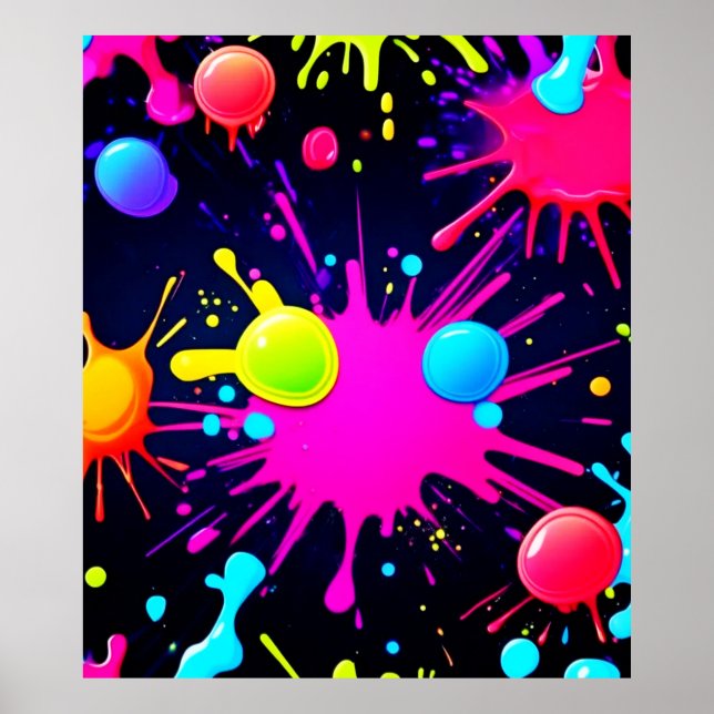 Vibrant Paint Splatter Art Poster (Front)