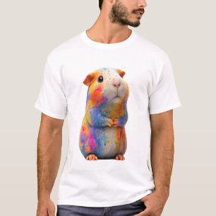 Vibrant Paint Splattered Rainbow Guinea Pig Men T-Shirt
