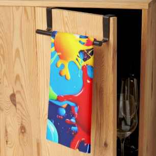 Vibrant Paint Splatters: A Bold Colours Statement Tea Towel