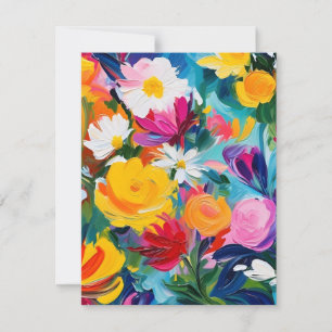 Vibrant Painted Flowers Holiday Card