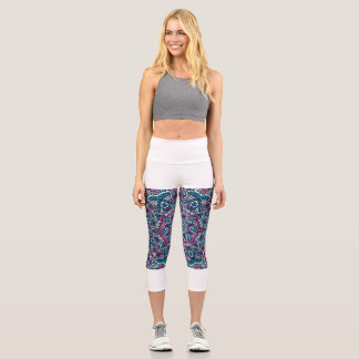 Vibrant Paisley Bloom High-Waisted Capris