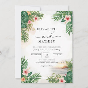 Vibrant Palm Floral Arch Wedding Invitation