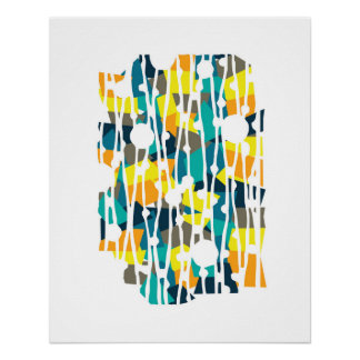 Vibrant Panels: Turtle Shell Geometrics Poster