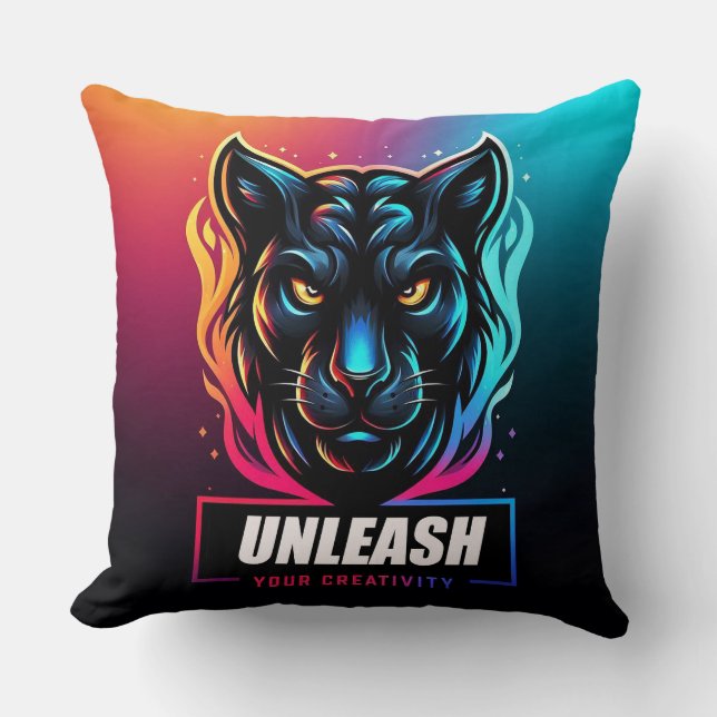 Vibrant Panther Artwork Cushion (Front)