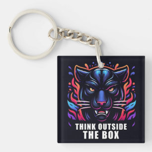 Vibrant Panther Artwork with Motivational Phrase Key Ring