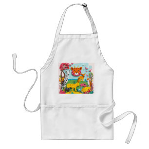 Vibrant Paper Collage Animal Kingdom Standard Apron