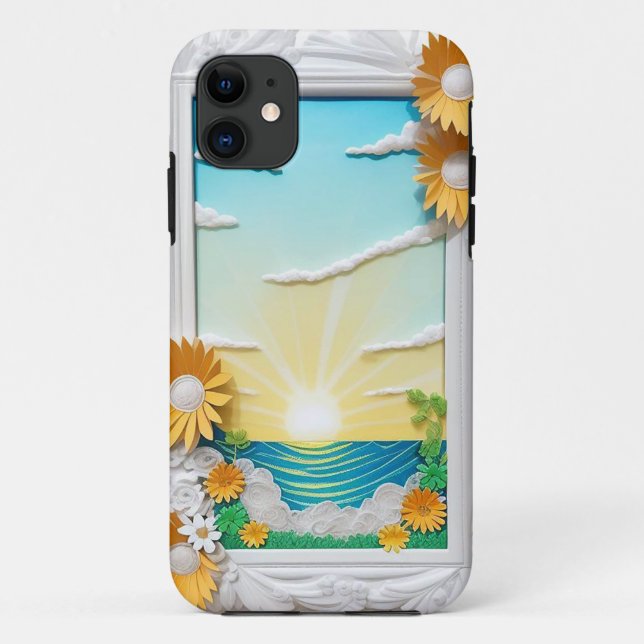 Vibrant Paper Craft Scene of Ocean Waves Case-Mate iPhone Case (Back)