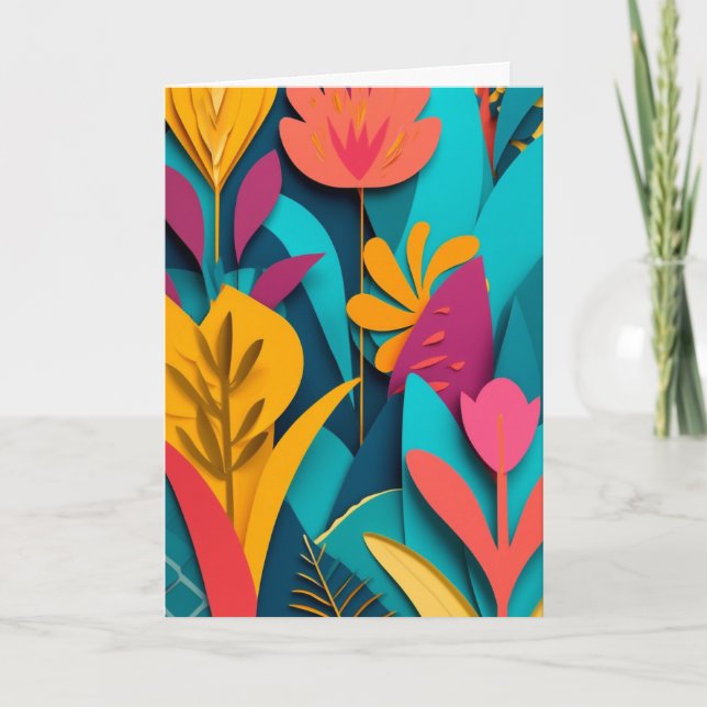 Vibrant Paper Cut Garden Card (Front)