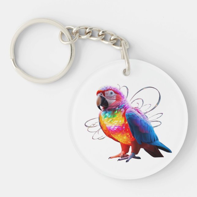 Vibrant Parrot Key Ring (Front)