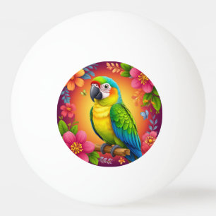 Vibrant Parrot Perched On A Branch Ping Pong Ball