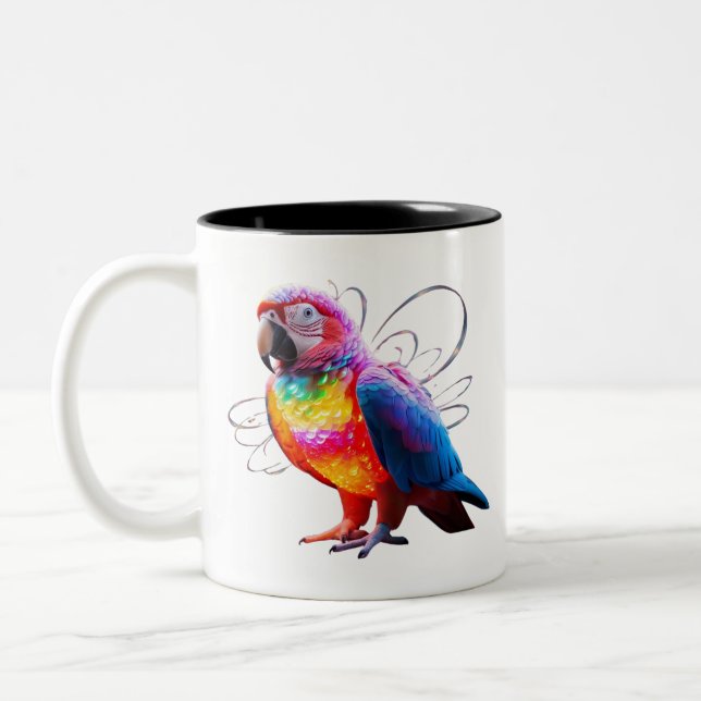 Vibrant Parrot Two-Tone Coffee Mug (Left)