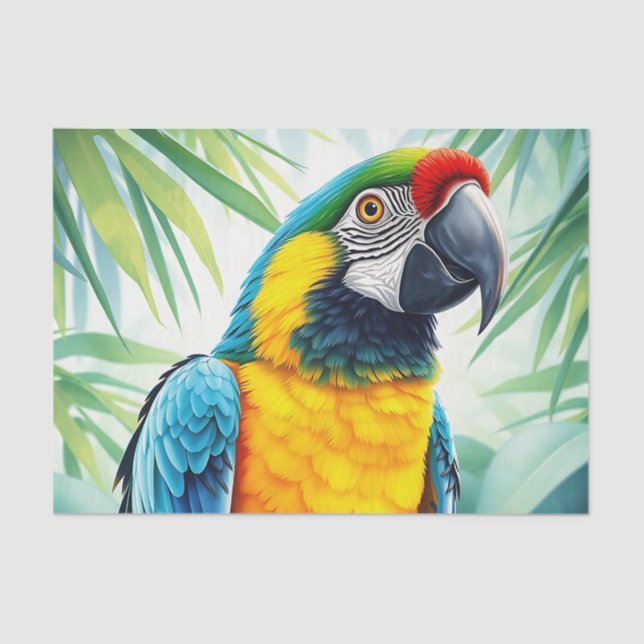 Vibrant Parrot with Detailed Feathers Tissue Paper (Front)