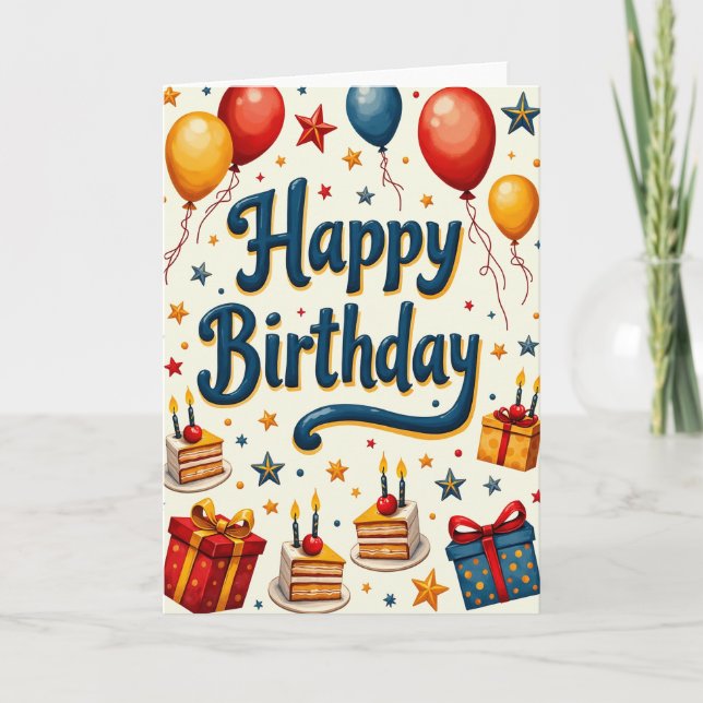 Vibrant Party Balloon Card (Front)