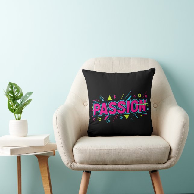 Vibrant Passion Typography - Retro 90s Pop Art Aes Cushion (Chair)