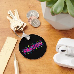 Vibrant Passion Typography - Retro 90s Pop Art Aes Key Ring