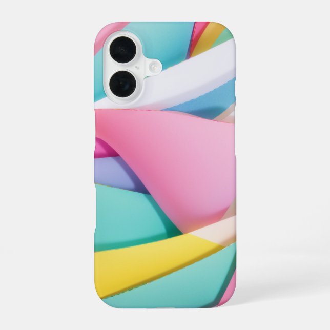 Vibrant Pastel Paper Collage iPhone 16 Case (Back)