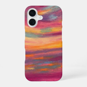 Vibrant Pastel Sunset Abstract Oil Paint Flow iPhone 16 Case