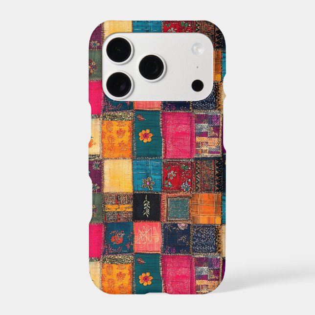 Vibrant Patchwork Quilt with Classic Florals (Back)