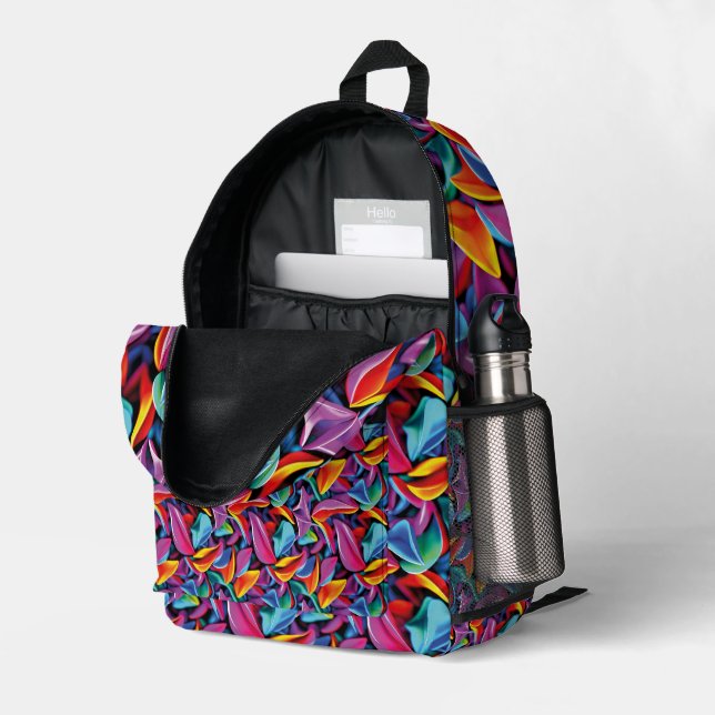 Vibrant Pattern Printed Backpack (Back Corner Right (Open))