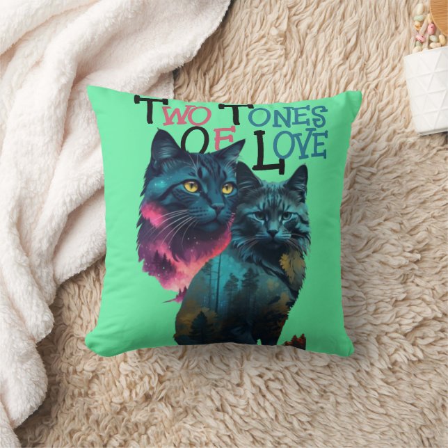 Vibrant Paws: Dual Cat Delight Cushion (Blanket)