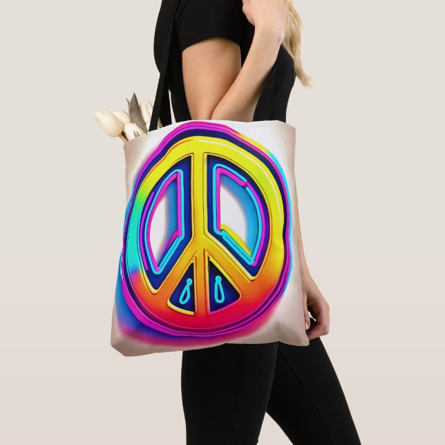Vibrant Peace Artwork Tote Bag (Close Up)