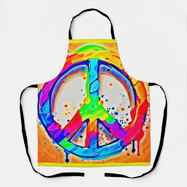 Vibrant Peace Logo: Colourful Artwork Apron (Front)