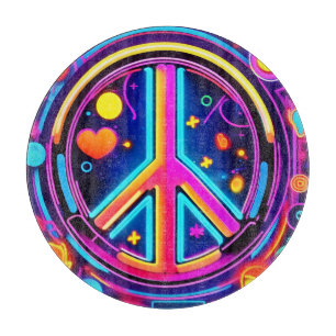 Vibrant Peace Sign Design Cutting Board