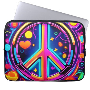 Vibrant Peace Sign Design Laptop Sleeve