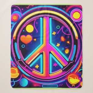 Vibrant Peace Sign Design Sherpa Blanket