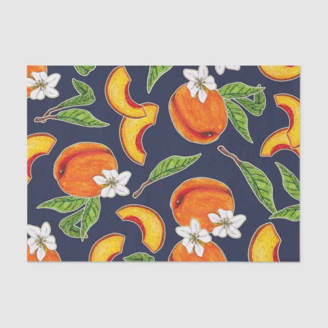Vibrant Peaches & Blossoms Tissue Paper (Front)