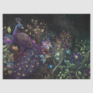 Vibrant Peacock and Floral Decoupage Tissue Paper