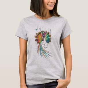Vibrant Peacock Art Dynamic Colorful Design T-Shirt