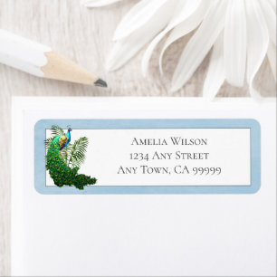 Vibrant Peacock Blue Label Return Address Label