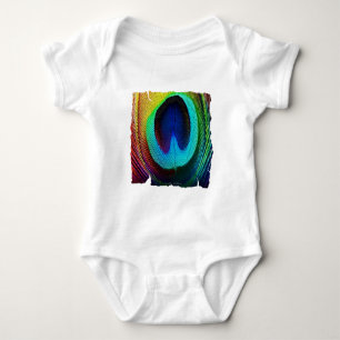 Vibrant Peacock Feather Baby Bodysuit
