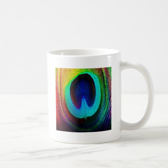 Vibrant Peacock Feather Coffee Mug (Right)