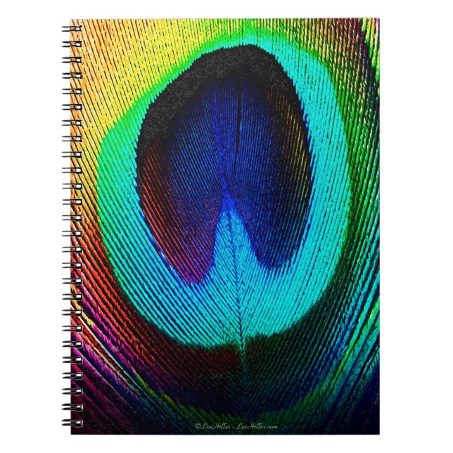 Vibrant Peacock Feather Notebook (Front)
