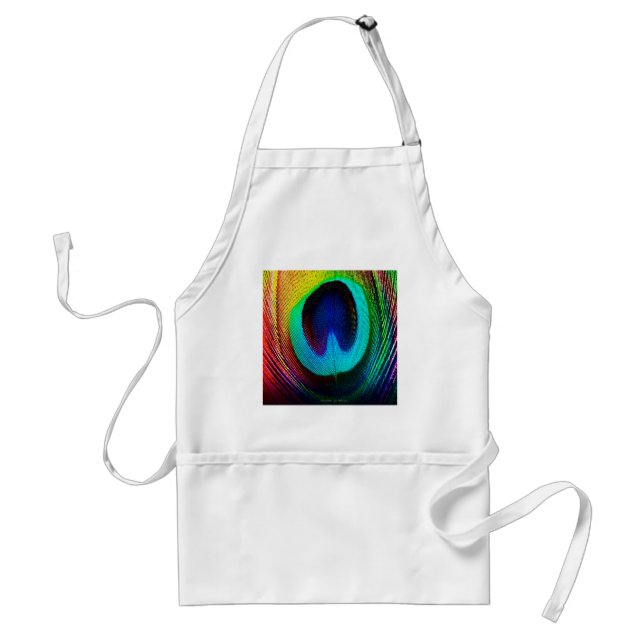 Vibrant Peacock Feather Standard Apron (Front)