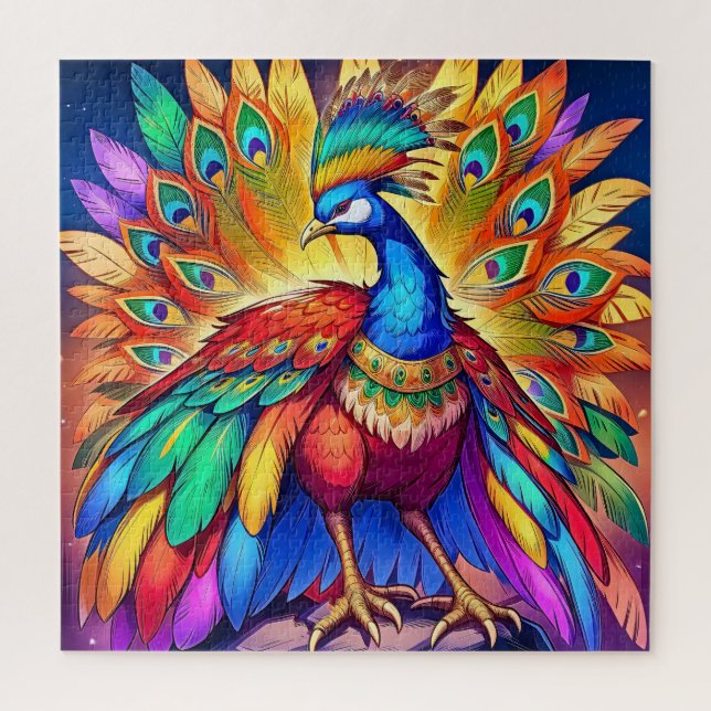 Vibrant Peacock Jigsaw Puzzle (Vertical)